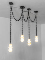Bild in Gallery-Viewer laden, Black Metal Alabaster Chain Swag Chandelier