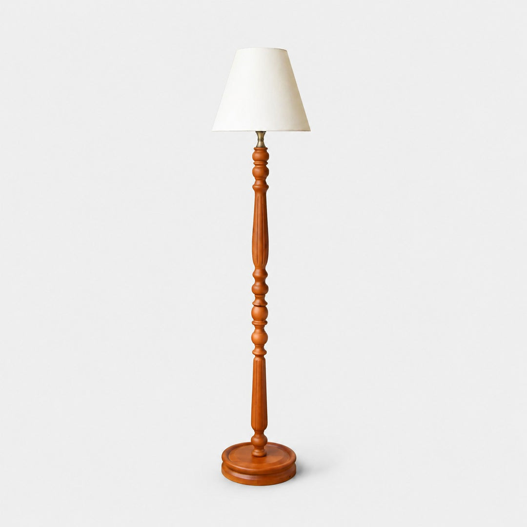 Vintage Solid Wood Floor Lamp with Optional Side Table