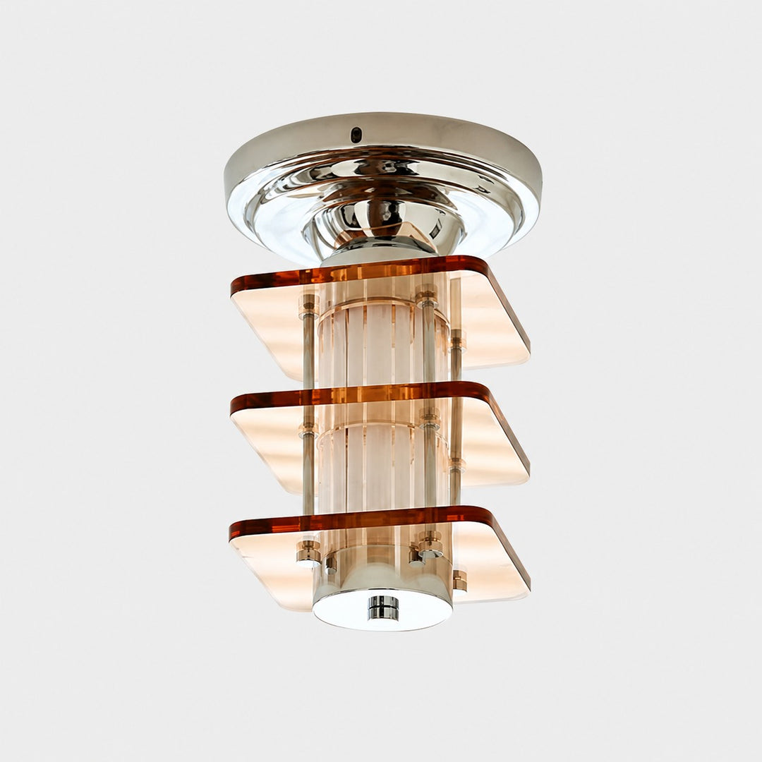 Square Amber acrylic Bauhaus ceiling lamp white background SKU image
