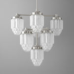 Load image into Gallery viewer, Tierlux Glass Textured Brass Chandelier – Timeless Lighting with Style
