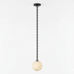 Load image into Gallery viewer, Black Metal Alabaster Globe Hardwired Chandelier