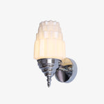 Bild in Gallery-Viewer laden, Chrome hardwired Art Deco wall sconce with white glass shade