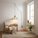 Bild in Gallery-Viewer laden, Scalloped Abaca Woven Plug-In Swag Pendant
