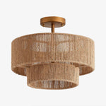 Load image into Gallery viewer, Tiered rattan semi-flush ceiling light