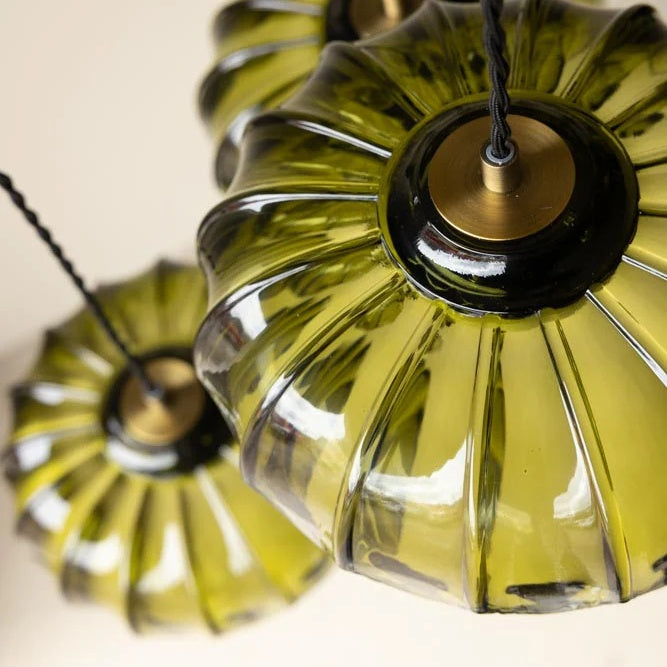 Suspension en Verre Artistique Aridia en Forme de Feuilles de Palmier pour Couloir Cuisine et Salon