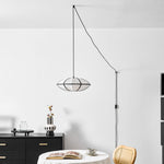 Bild in Gallery-Viewer laden, Black Metal White Fabric Plug-In Swag Pendant
