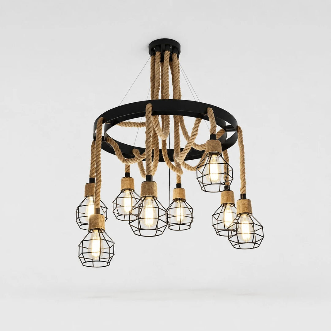 Rustic farmhouse rope chandelier