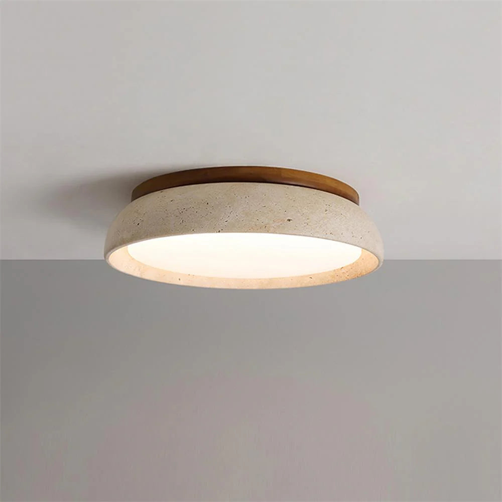 Travira Sculptural Travertine Ceiling Fixture - Soft Ambient Light for Bedroom Living Room or Entryway