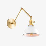Cargar imagen en el visor de la Galería, Conique Metal Vintage Industrial Swing Arm Wall Lamp - Adjustable Dome Shade for Study

