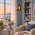 Charger l'image dans la visionneuse de galerie, Smoky Gray Glass Globe Pendant Light