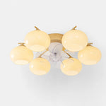 Bild in Gallery-Viewer laden, 6-light modern gold ceiling fan light with white glass shades