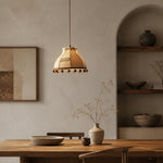 Load image into Gallery viewer, Patchwork Fabric Pom-Pom Pendant Light