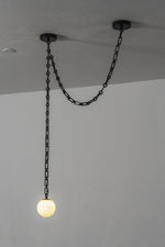 Load image into Gallery viewer, Black Metal Alabaster Globe Hardwired Chandelier