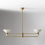 Load image into Gallery viewer, Calvor 2 Light Porcelain Chandelier - Brass Linear Dining Fixture
