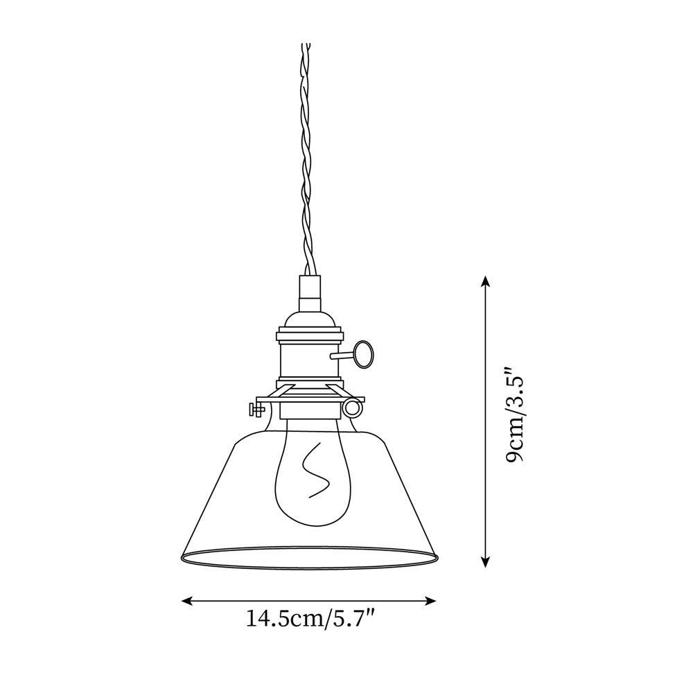 Brass Glass Hardwired Pendant Lamp