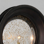 Cargar imagen en el visor de la Galería, Vintage black round mirror wall sconce with brass candle arm