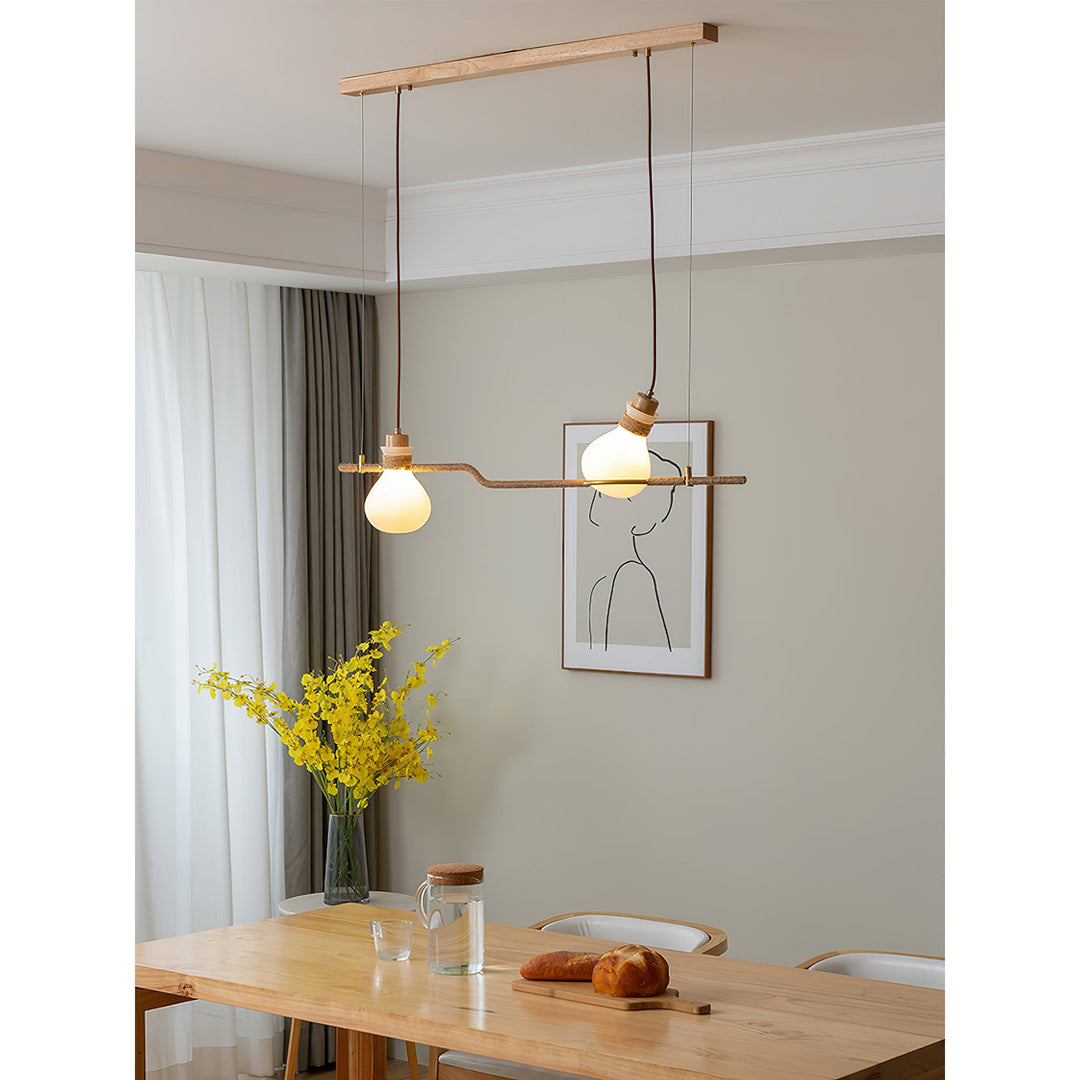 Lampe à suspension en verre et corde de chanvre