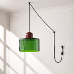 Bild in Gallery-Viewer laden, Mid‑Century Macaron Plug‑in Swag Pendant Light - Colorful Shade Hanging Lamp for Home Decor