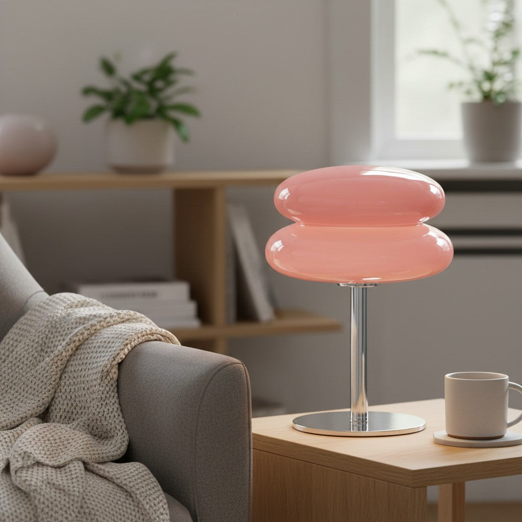 Lámpara de mesa Glasentro Bauhaus Diseño geométrico de vidrio Acento moderno para sala de estar N12