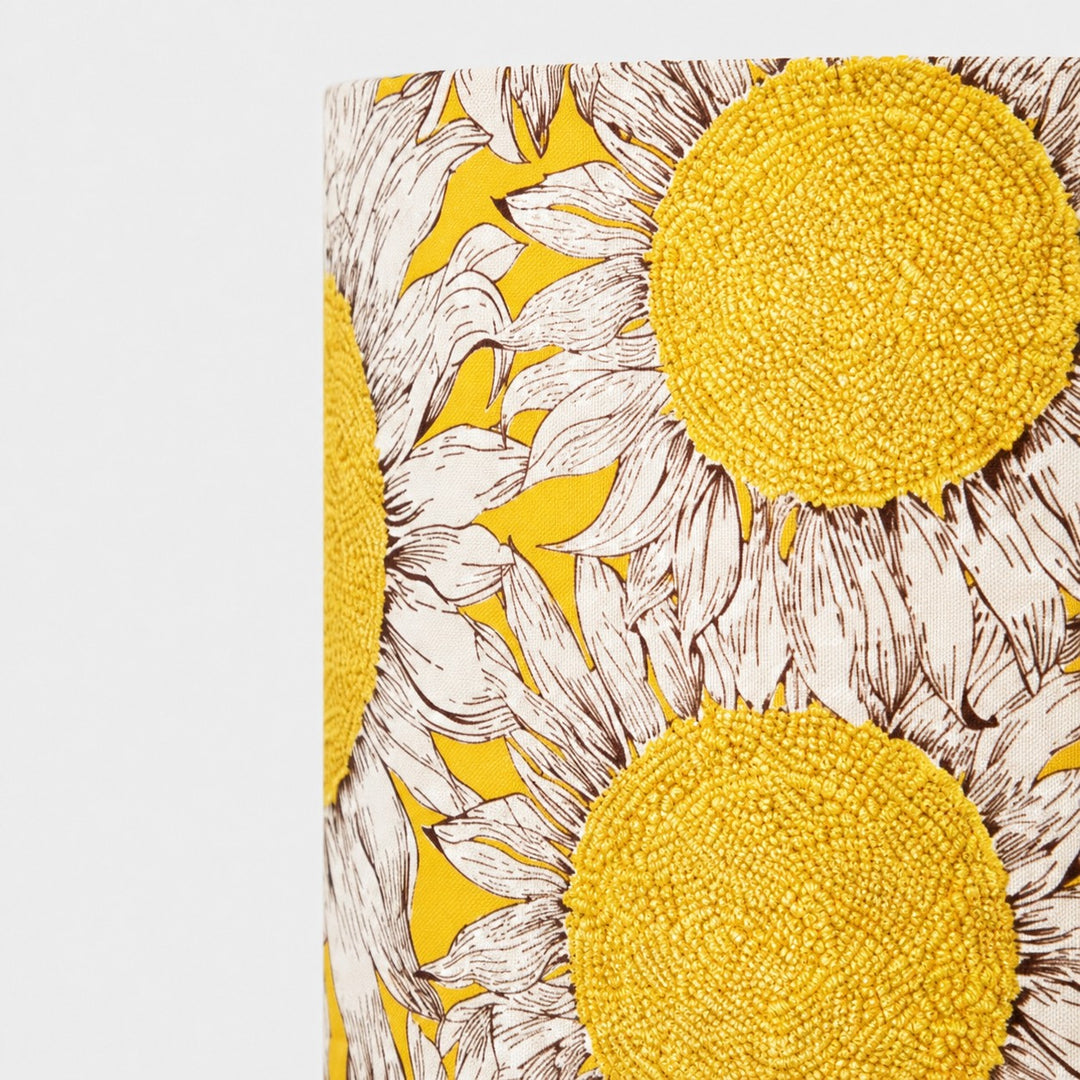Sunflower shade embroidery and fabric weave detail