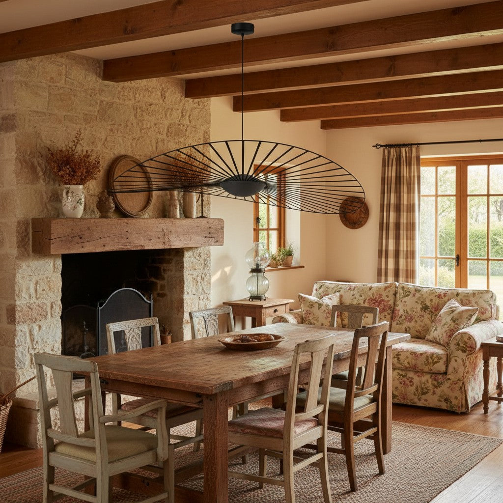 Lámpara colgante Spirava de paja moderna - Luz suspendida nórdica para sala de estar N49