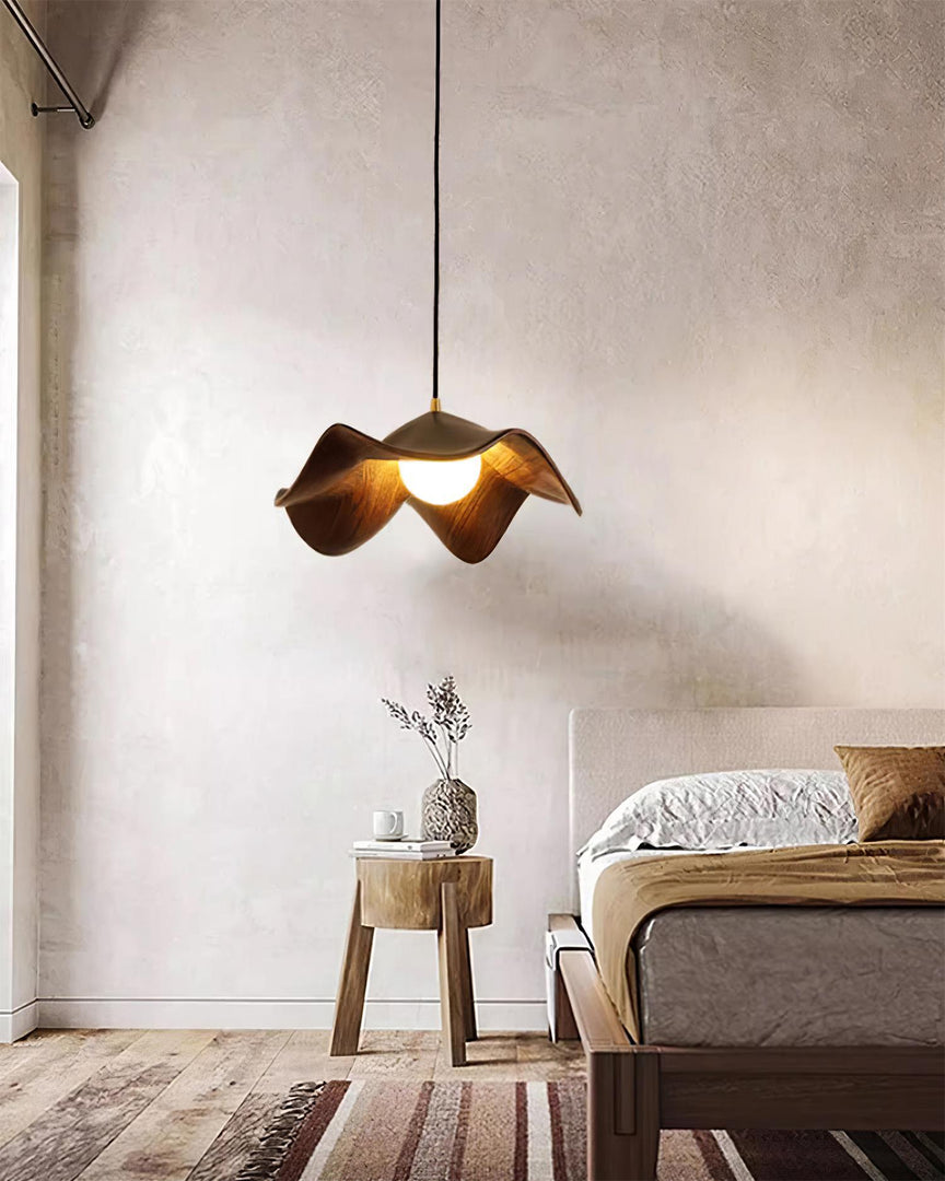 Leaf Vein Glass Plug-In Pendant Lamp