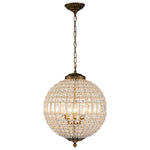 Charger l&#39;image dans la visionneuse de galerie, Lustre globe en cristal vintage luxueux avec finition en laiton antique
