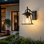 Bild in Gallery-Viewer laden, Black Glass Outdoor Wall Lantern Sconce