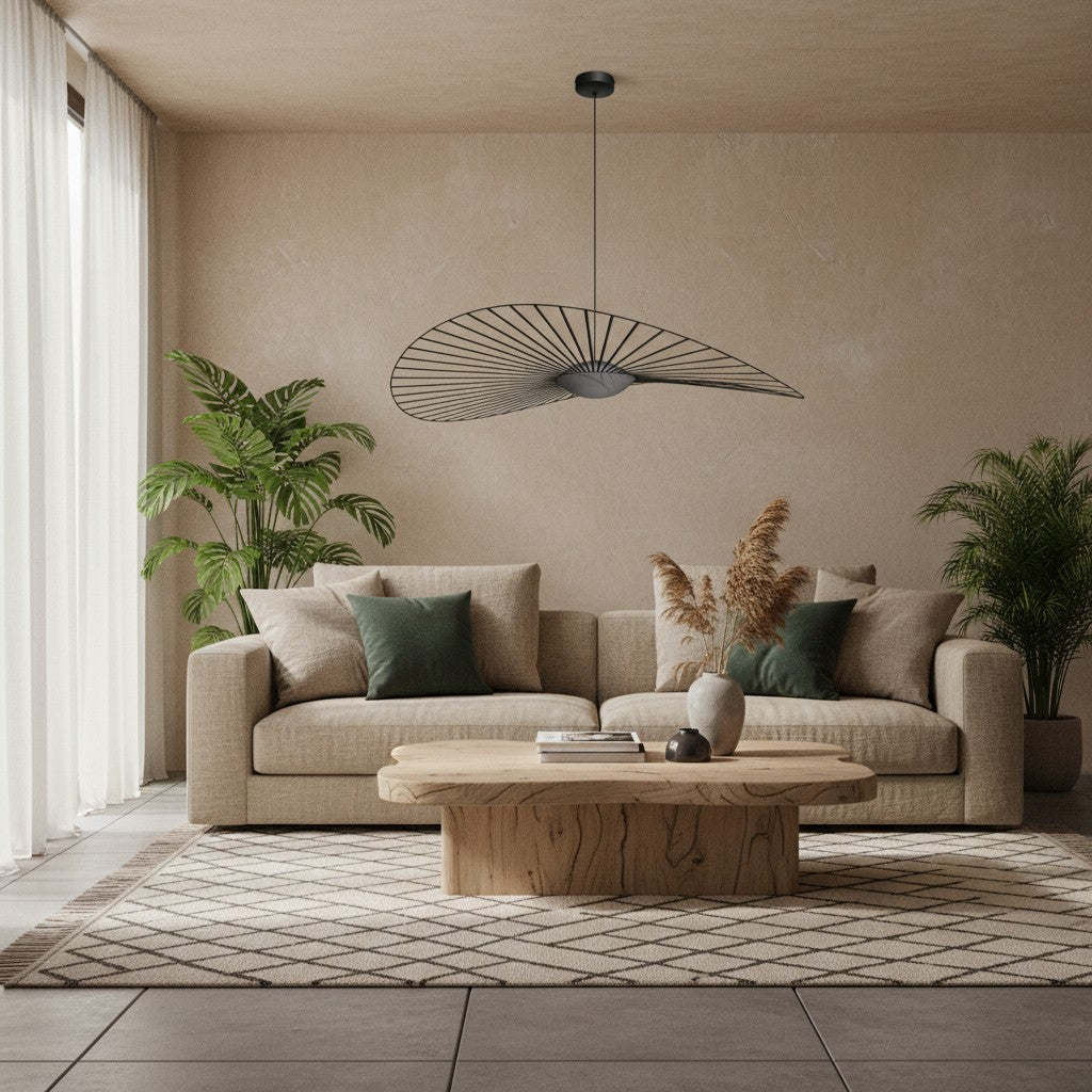 Lámpara colgante Spirava de paja moderna - Luz suspendida nórdica para sala de estar N49