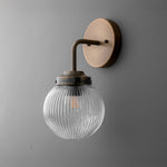 Load image into Gallery viewer, Glorica Glass Aged Brass Wall Sconce - Ribbed Glass Shade Industrial Style Lighting
