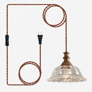 Vintage Fluted Glass Pendant with one to three lights and coloured glass