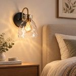 Charger l'image dans la visionneuse de galerie, Textured Glass Armed Wall Sconce for Bathroom Lighting
