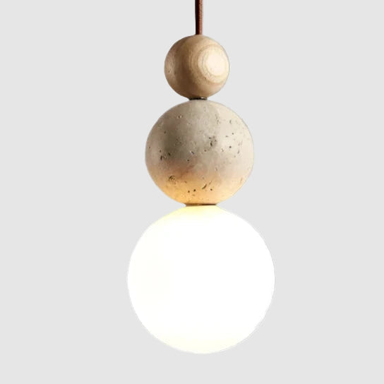 Elegantes Leuchten Creme Stein Nachttisch Pendelleuchte