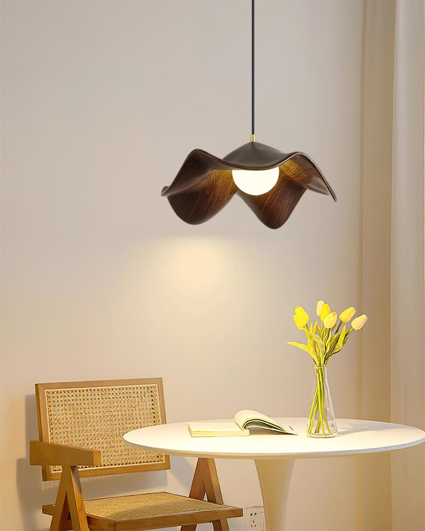 Leaf Vein Glass Plug-In Pendant Lamp