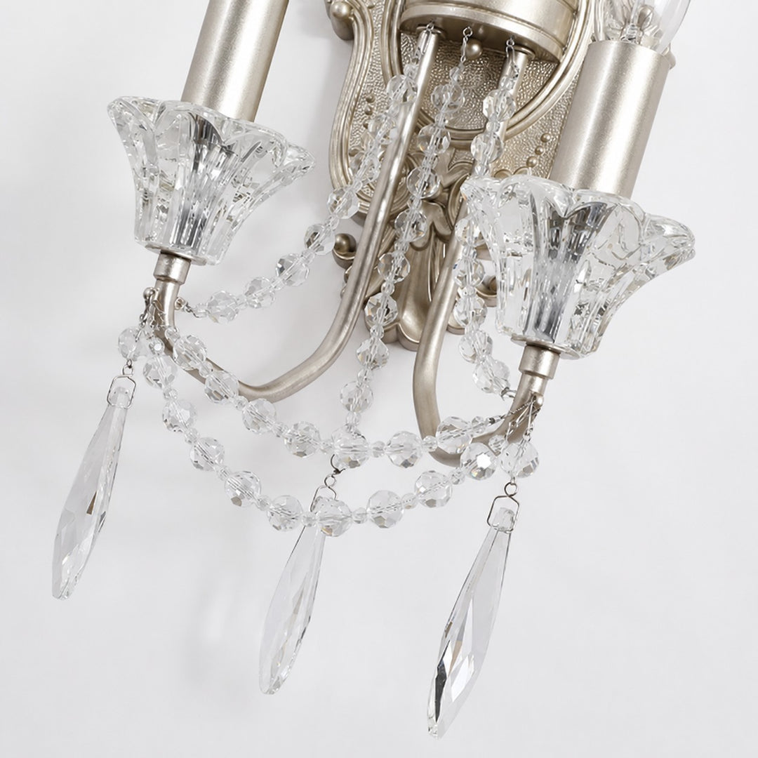 Double Crystal Candle Wall Sconce