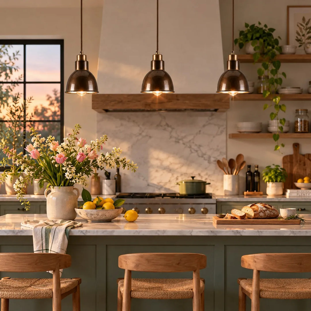 Industrial Brass Adjustable Pendant Lamp