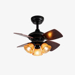 Cargar imagen en el visor de la Galería, Side profile of black amber glass ceiling fan light