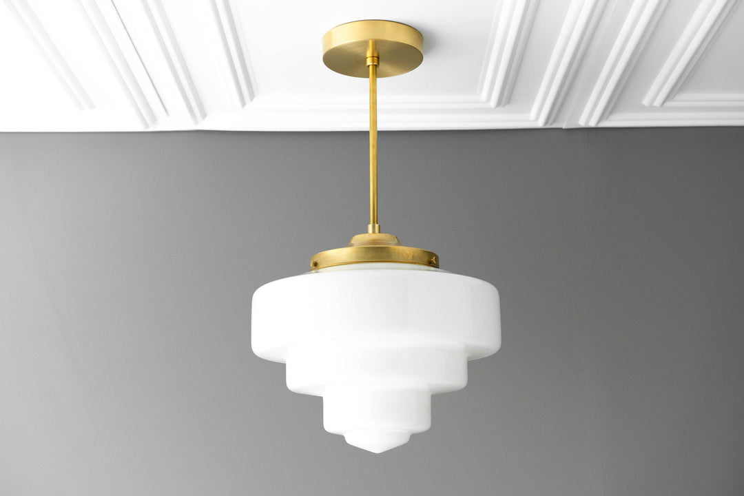Geotower Glass Contemporary Glass Ceiling Pendant Lamp– Art Deco Light for Living Space