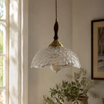 Cargar imagen en el visor de la Galería, Clear glass pendant with cord and brass cap