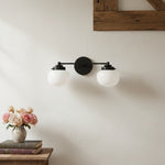Bild in der Galerieansicht laden, Opalume Glass Art Deco Vanity Light - Bathroom Wall Sconce with White Glass Shades
