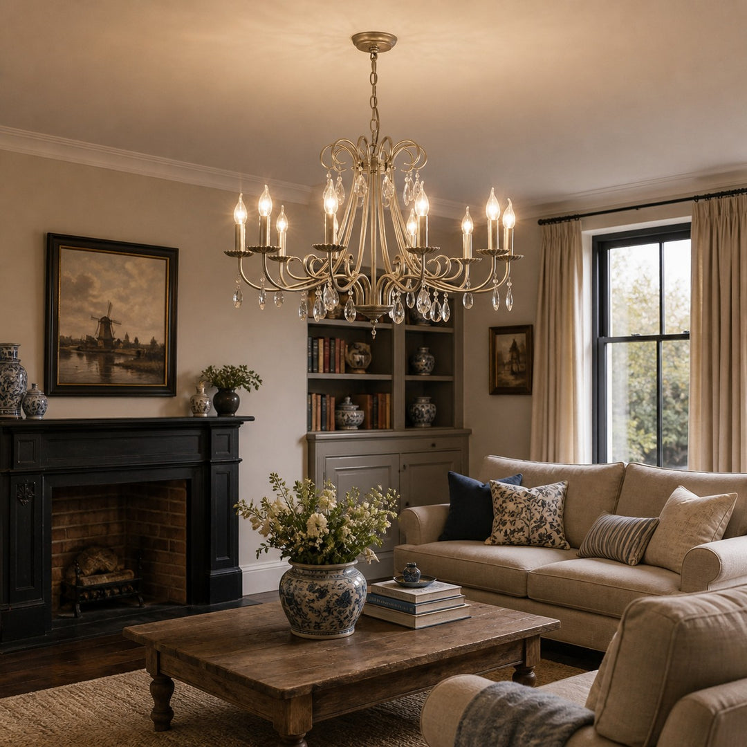 Silver Crystal Candle Chandelier