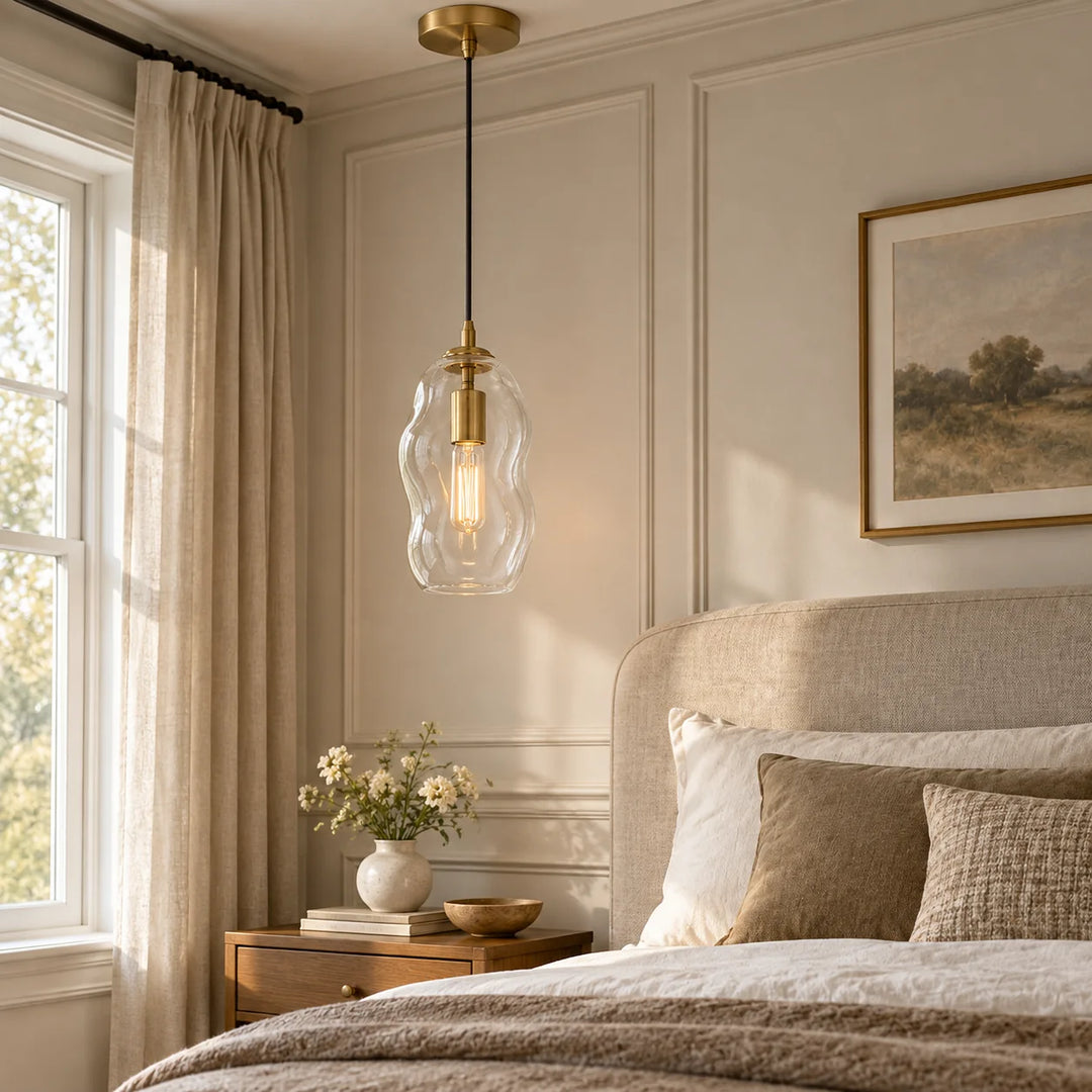 Hand-Blown Glass Globe Pendant with two shade heights and a rounded shade - New2609-1024547 interior scene