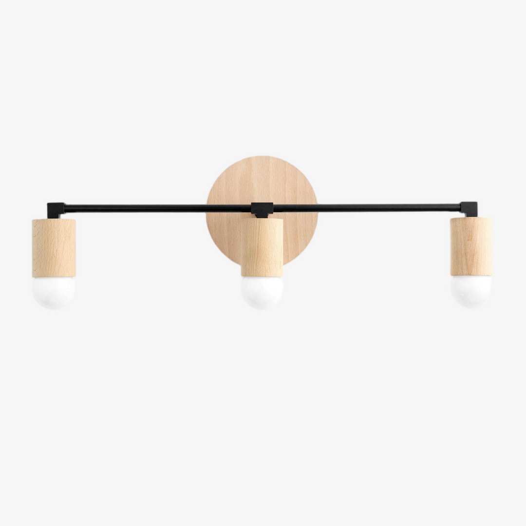Mobilux Line Wood and Vanity Light - Bohemian Bathroom Lighting Fixture