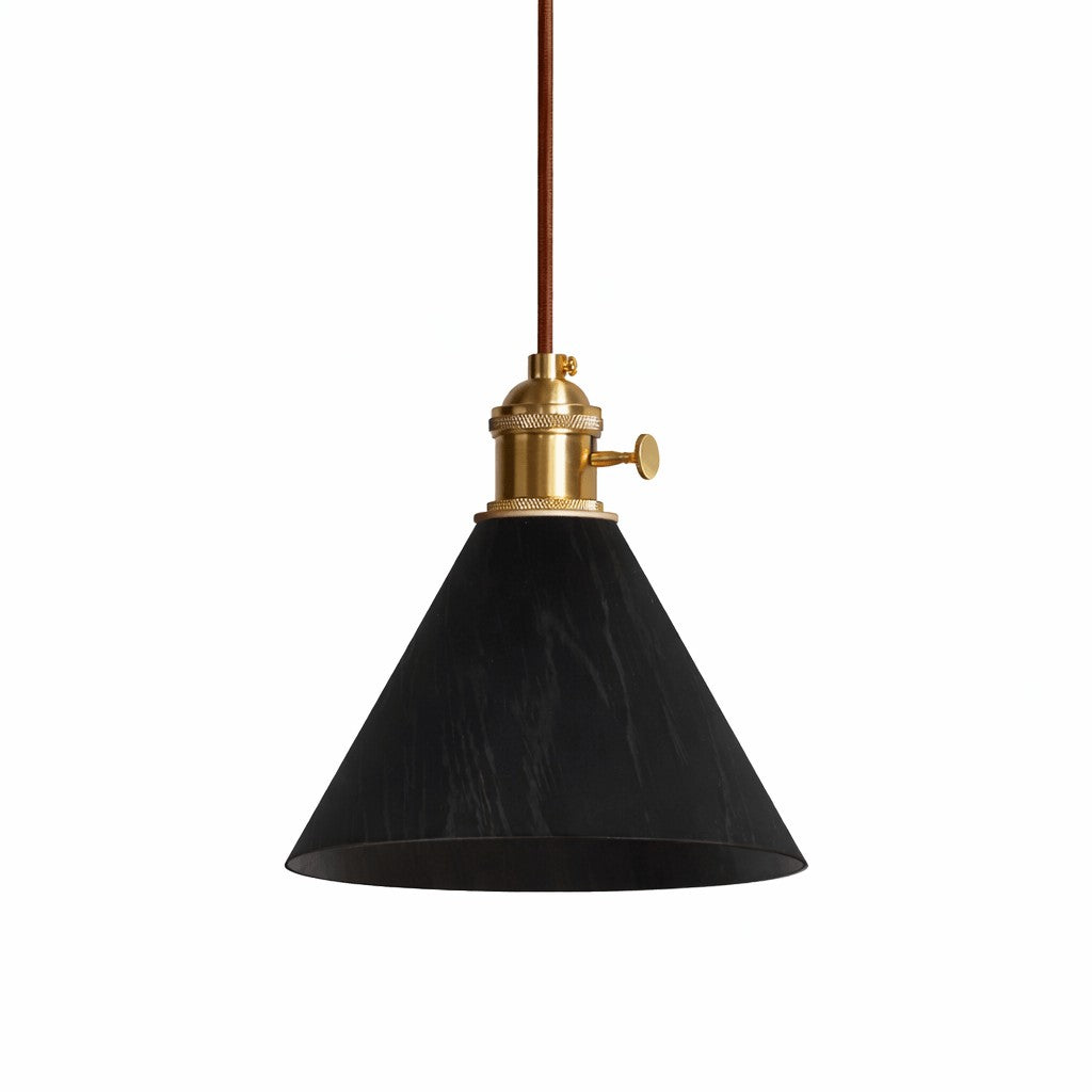 Turned Wood Conical Plug-In Pendant