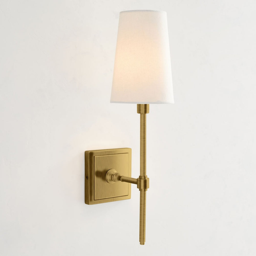 Derlina White Linen Shade Sconce – Classic Single To Triple Wall Light