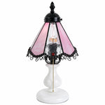 Load image into Gallery viewer, Cherry blossom pink vintage stained glass table lamp on a white background