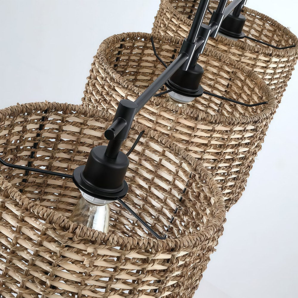 Lámpara colgante rústica Ravelo en forma de tambor con diseño escultórico de metal para comedores y salas de estar