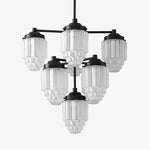 Load image into Gallery viewer, Tierlux Glass Textured Brass Chandelier – Timeless Lighting with Style
