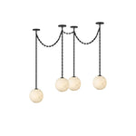 Load image into Gallery viewer, Black Metal Alabaster Globe Hardwired Chandelier