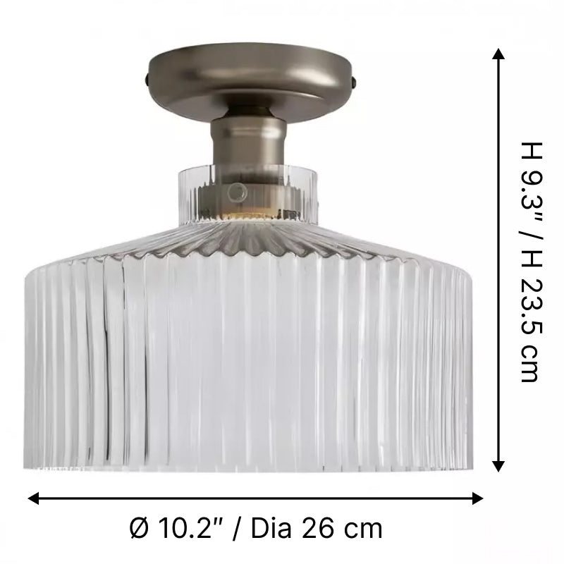 Ribora Vintage - Lámpara de Techo de Vidrio Acanalado Inspirada - Montaje Empotrado de Estilo Industrial para Interiores Modernos U05